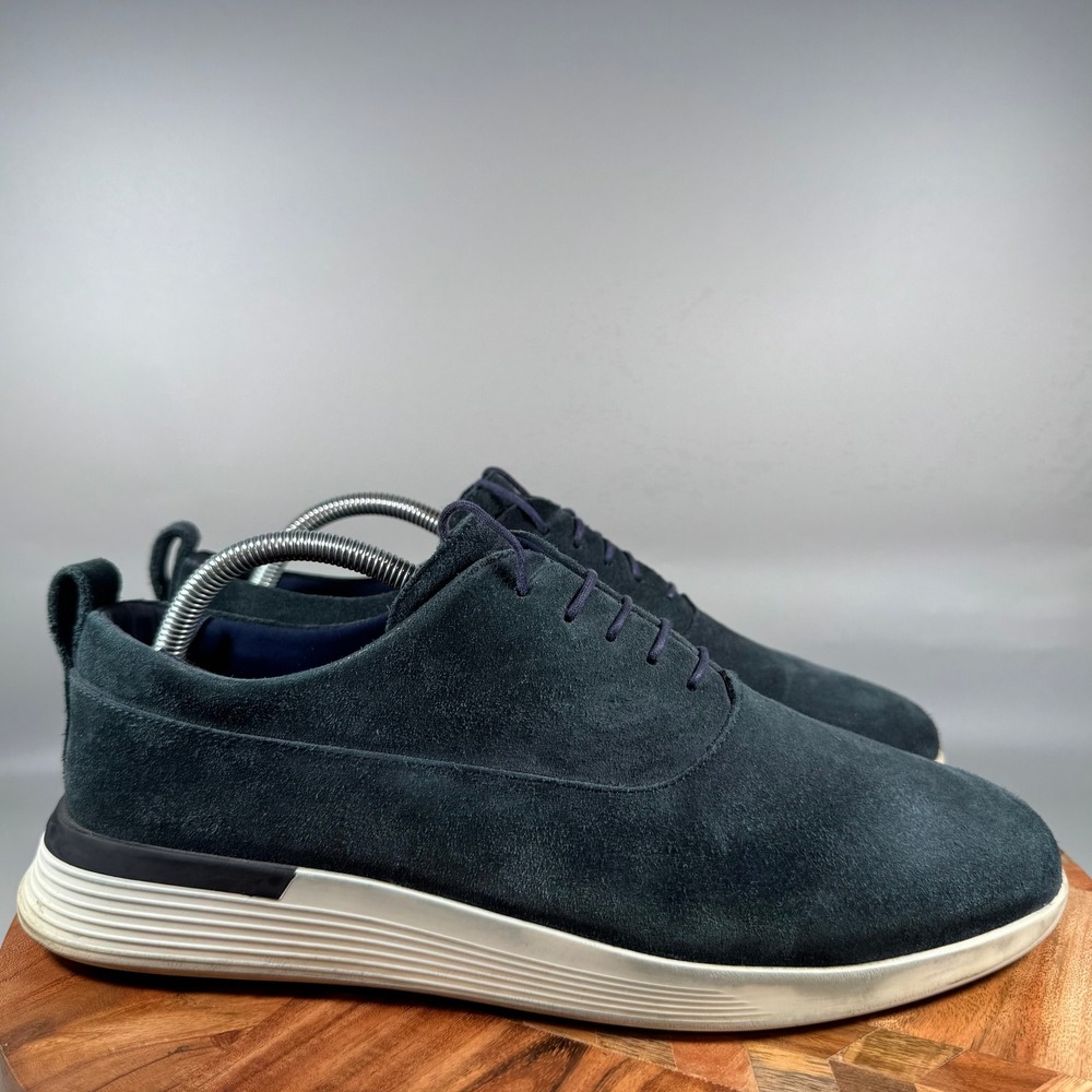 Wolf & Shepherd Crossover Oxford Navy Blue Suede Hybrid Dress Shoes Mens 10.5 M